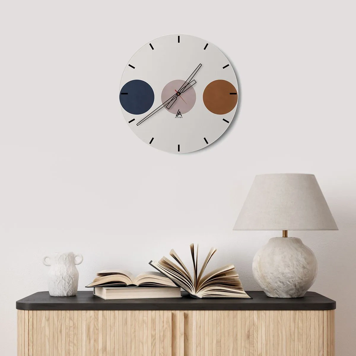 Wanduhr - Glasuhr - Eine minimalistische Uhr mit Kreisen in verschiedenen Farben. - 30x30cm - Ein Symbol für Exzellenz - Moderne Wanddekoration für Wohnzimmer, Küche und Schlafzimmer ARTTOR