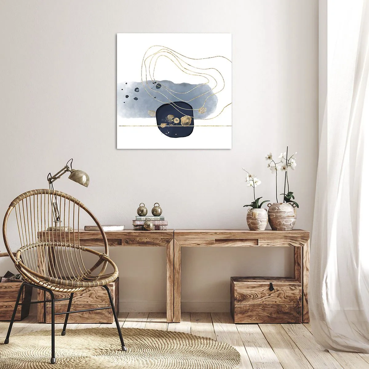 Bild auf Leinwand - Leinwandbild - Blau-goldene Fantasie - 40x40 cm