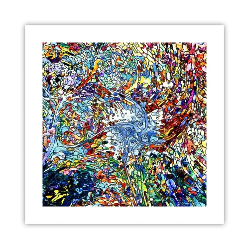 Poster - Glasmalerei Wassertropfen - 40x40 cm