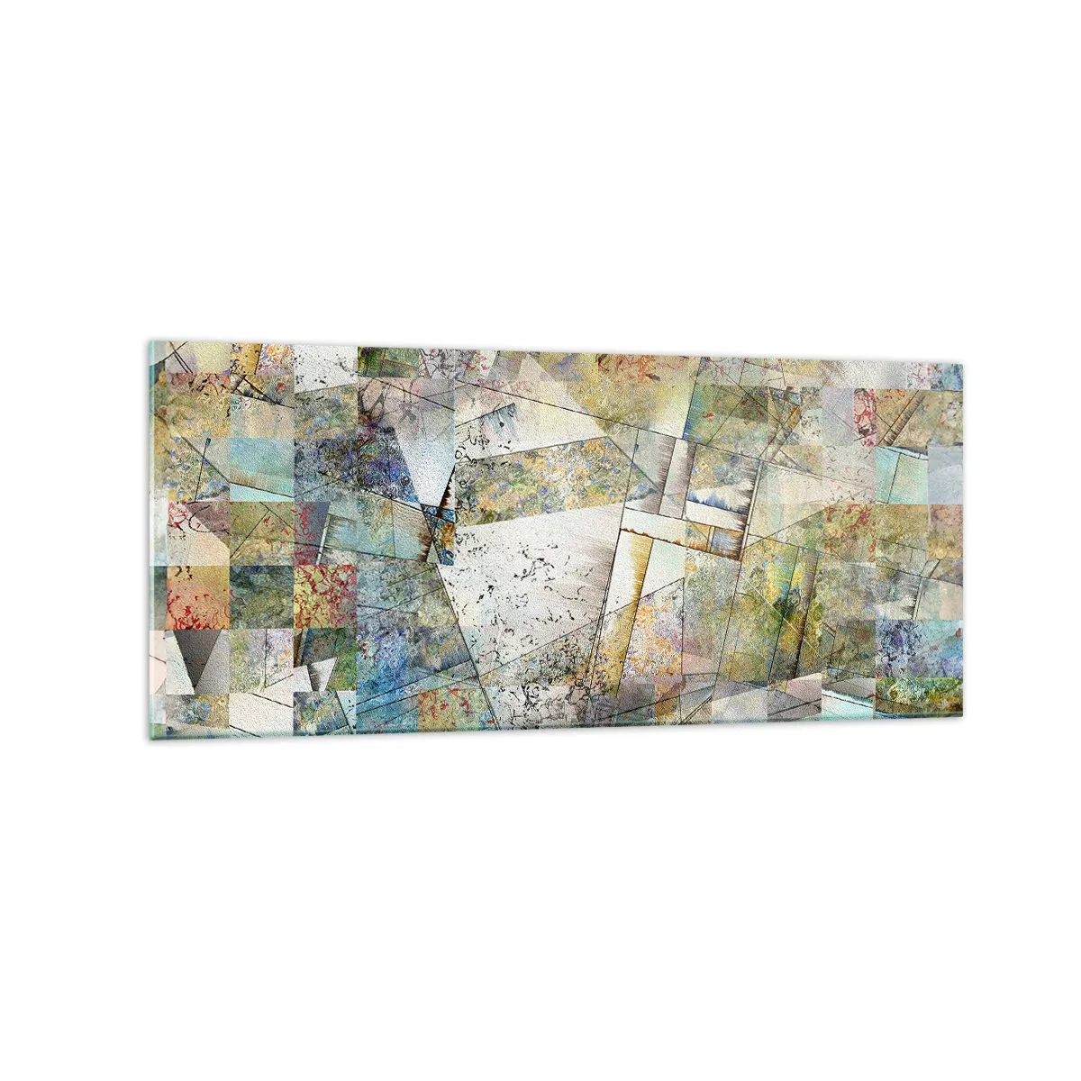 Glasbild - Bild auf glas - Bunte Abstraktion mit geometrischen Formen und Linien - 120x50cm - Geometrische Mischung - Moderne Wanddekoration für Wohnzimmer und Schlafzimmer ARTTOR