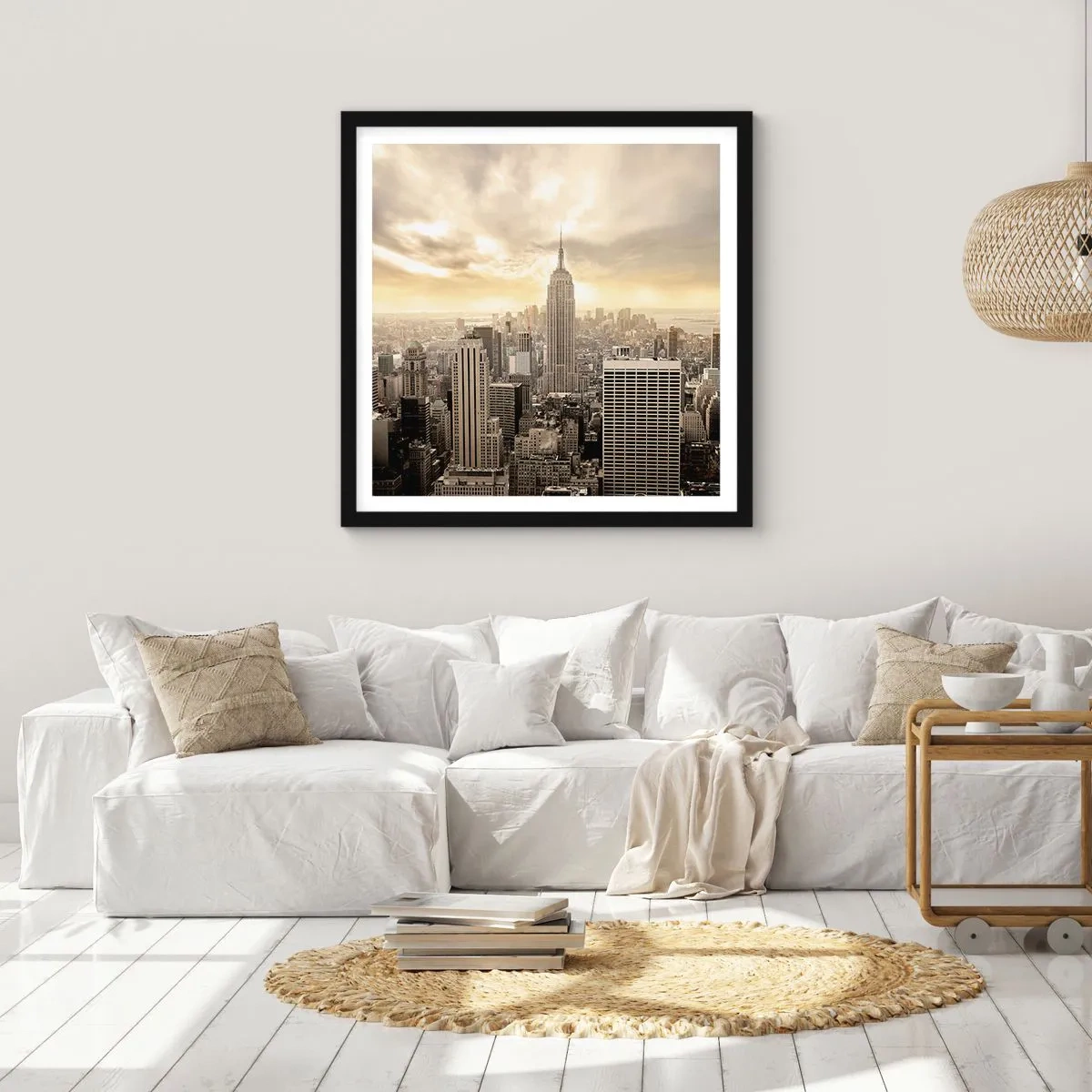 Poster in einem schwarzem Rahmen - New York aus Grau - 30x30 cm
