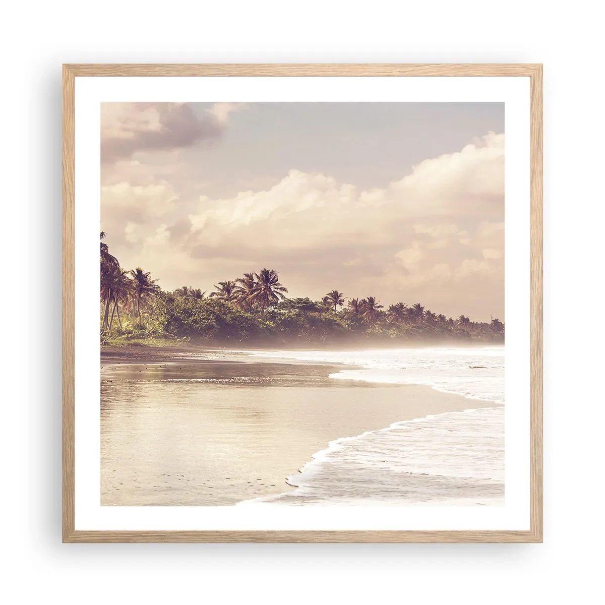 Poster in einem Rahmen aus heller Eiche - Die Liebkosung der Wellen - 60x60 cm
