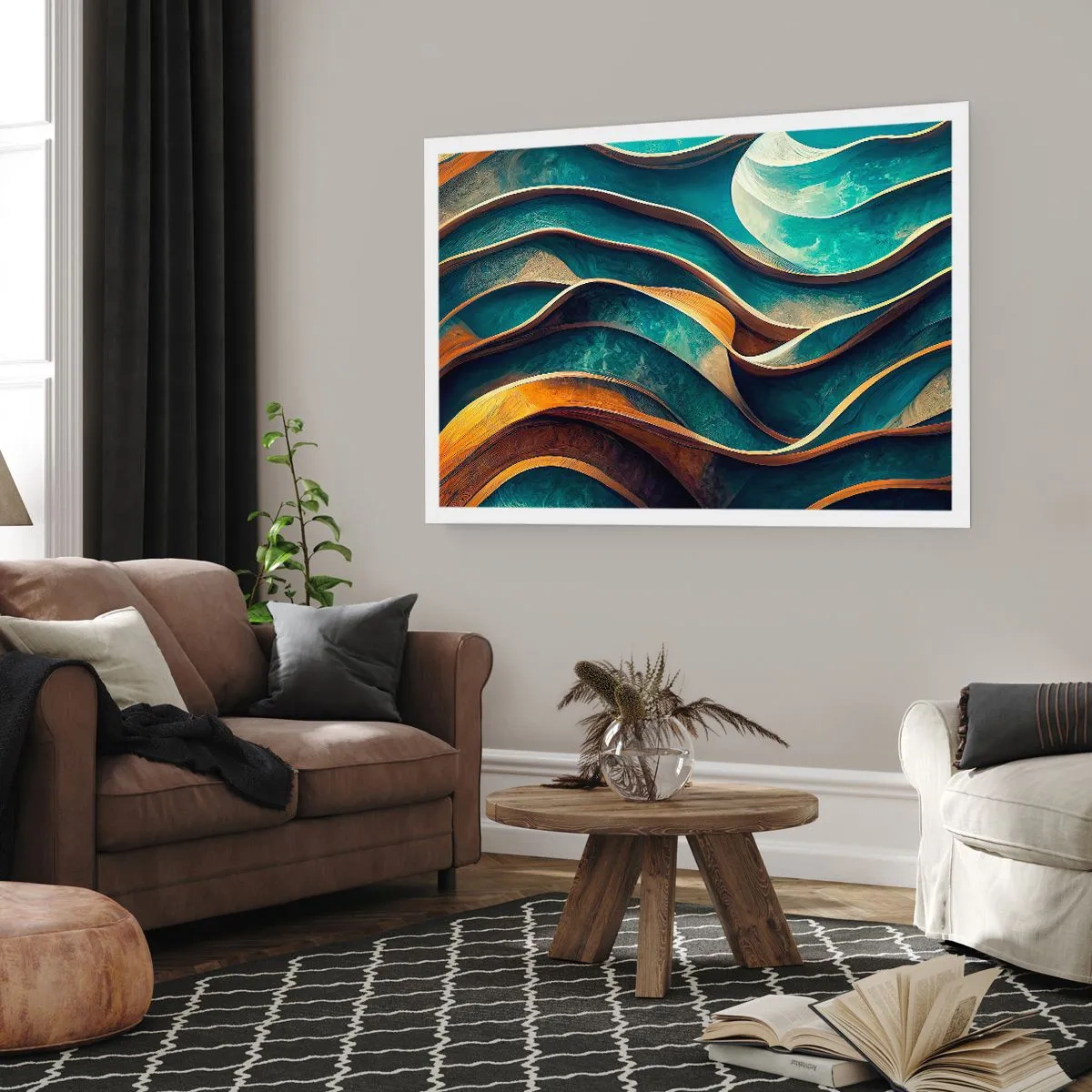 Poster - Blaue Mäander - 91x61 cm