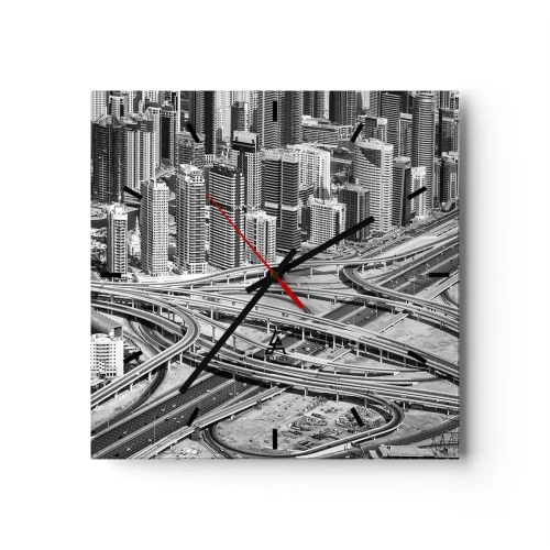 Wanduhr - Glasuhr - Dubai aus der Vogelperspektive - 30x30cm - Dubai - die unmögliche Stadt - Moderne Wanddekoration für Wohnzimmer und Schlafzimmer ARTTOR