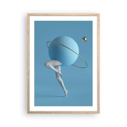 Poster in einem Rahmen aus heller Eiche - Und die Planeten spielen verrückt - 50x70 cm