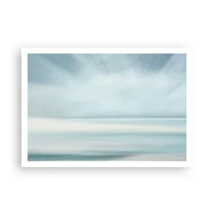 Poster - Eine minimalistische Landschaft in zarten Blautönen - 100x70cm - Frieden bis zum Horizont - Moderne Wanddekoration für Wohnzimmer und Schlafzimmer ARTTOR