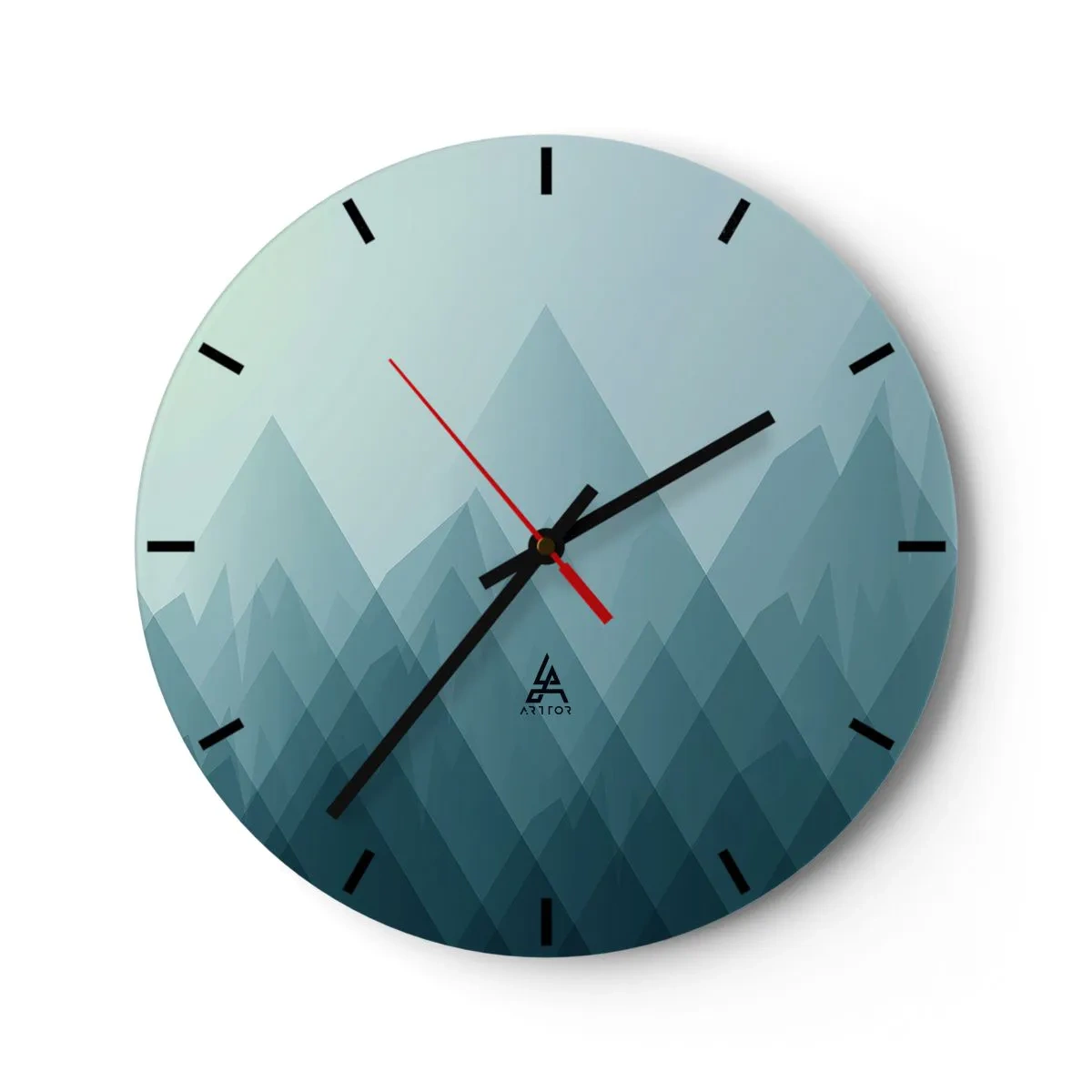 Wanduhr - Glasuhr - Eine minimalistische Berglandschaft in Blautönen - 30x30cm - Groß größer am größten - Moderne Wanddekoration für Wohnzimmer, Küche und Schlafzimmer ARTTOR