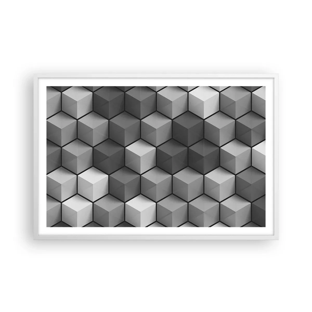 Poster in einem weißen Rahmen - Kubistisches Puzzle - 91x61 cm