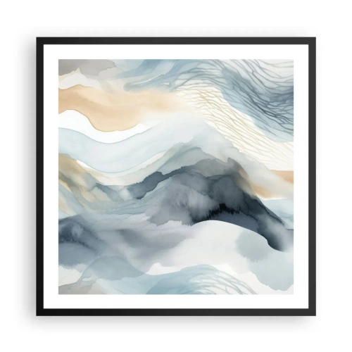 Poster in einem schwarzem Rahmen - Verschneite und neblige Abstraktion - 60x60 cm