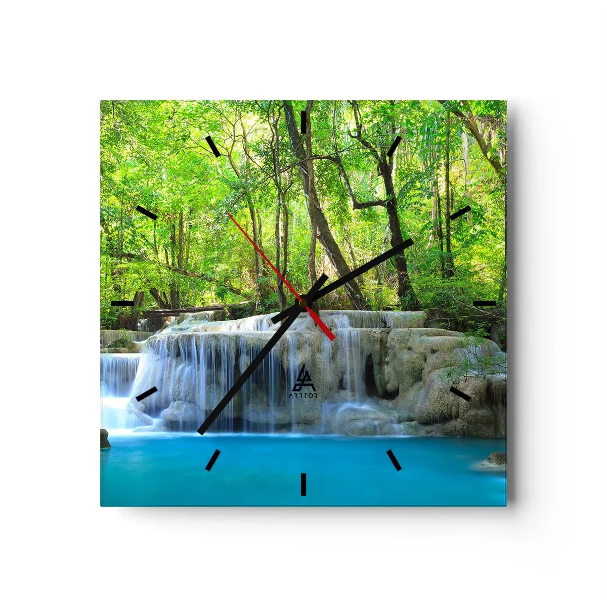 Wanduhr - Glasuhr - In Türkis und Grün ertrinken - 40x40 cm