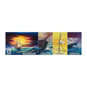 Fototapeten Muster Premium Sand - Tapfer unter den Wellen - Segelschiff, Meer, Sturm - 100x30 cm