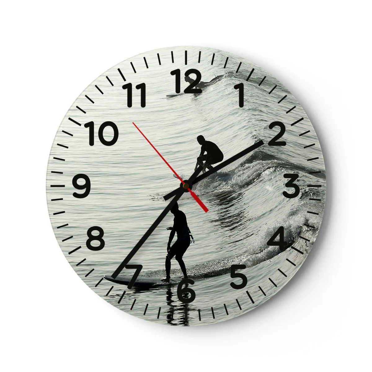 Wanduhr - Glasuhr - Gegen die Welle - 40x40 cm