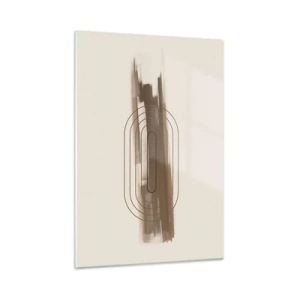 Glasbild - Bild auf glas - Abstraktion in Brauntönen mit minimalistischem Muster - 50x70cm - Ein Hauch von Grau - Moderne Wanddekoration für Wohnzimmer und Schlafzimmer ARTTOR