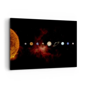 Bild auf Leinwand - Leinwandbild - Das Sonnensystem mit Planeten vor dem Hintergrund des Weltraums - 100x70cm - Unsere Nachbarschaft - Moderne Wanddekoration für Wohnzimmer und Schlafzimmer ARTTOR