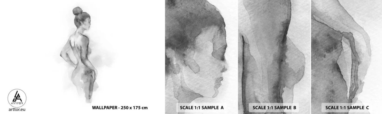 Fototapeten Muster Selbstklebend Deluxe Sticker - Schön wie ein Gemälde - Frau, Körper, Grafik - 100x30 cm