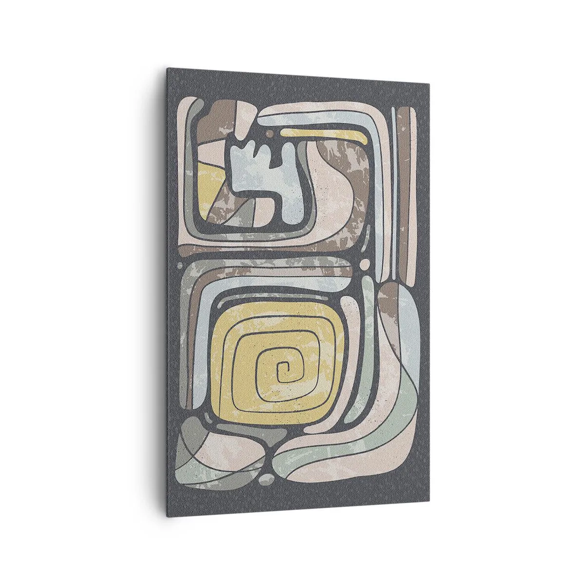 Bild auf Leinwand - Leinwandbild - Präkolumbianische Muster in Pastellfarben auf dunklem Hintergrund - 80x120cm - Abstraktion im präkolumbianischen Geist - Moderne Wanddekoration für Wohnzimmer und Schlafzimmer ARTTOR