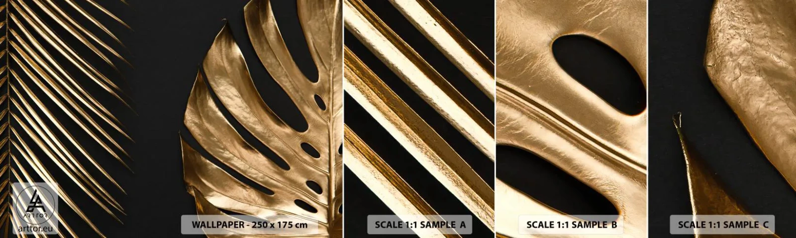 Fototapeten Muster Selbstklebend Deluxe Sticker - Anders und genauso teuer - Palmblatt, Monstera-Blatt, Abstraktion - 100x30 cm