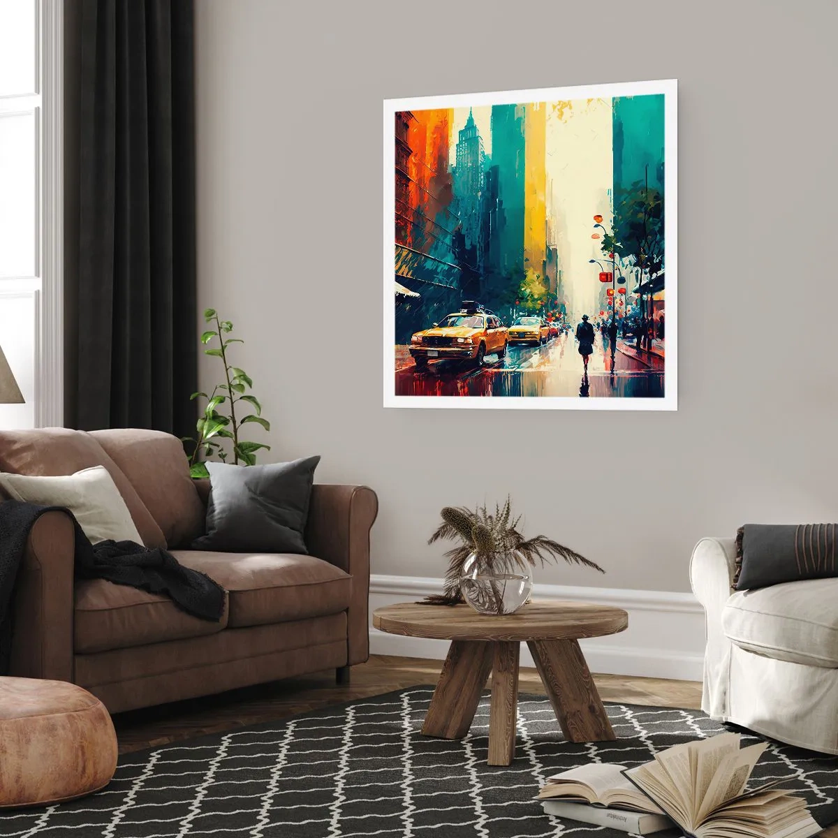 Poster - New York – selbst der Regen ist hier bunt - 60x60 cm