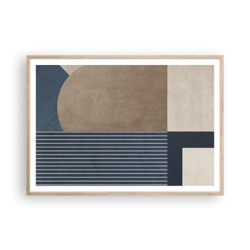 Poster in einem Rahmen aus heller Eiche - Komposition aus Einfachheit und Rundheit - 100x70 cm