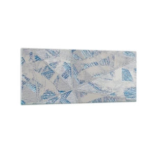 Glasbild - Bild auf glas - Geometrische Muster in Blau- und Grautönen - 120x50cm - In einem blaugrauen Labyrinth - Moderne Wanddekoration für Wohnzimmer und Schlafzimmer ARTTOR