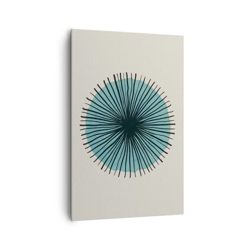 Bild auf Leinwand - Leinwandbild - Abstrakte Kreisform mit blauen Strahlen - 80x120cm - Strahlend im Blau - Moderne Wanddekoration für Wohnzimmer und Schlafzimmer ARTTOR