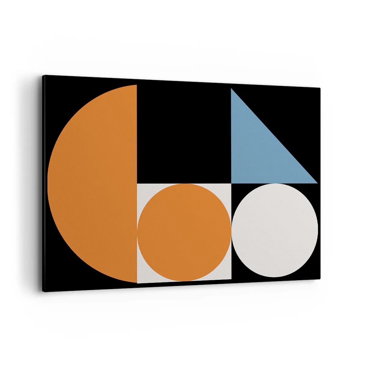 Bild auf Leinwand - Leinwandbild - Geometrisches Muster mit bunten Formen auf schwarzem Hintergrund - 100x70cm - Bebilderte Anordnung - Moderne Wanddekoration für Wohnzimmer und Schlafzimmer ARTTOR