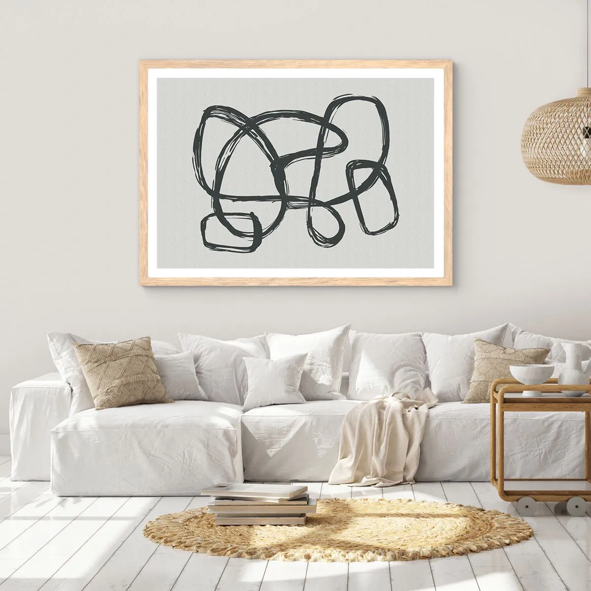 Poster in einem Rahmen aus heller Eiche - Schleifenabstraktion - 40x30 cm