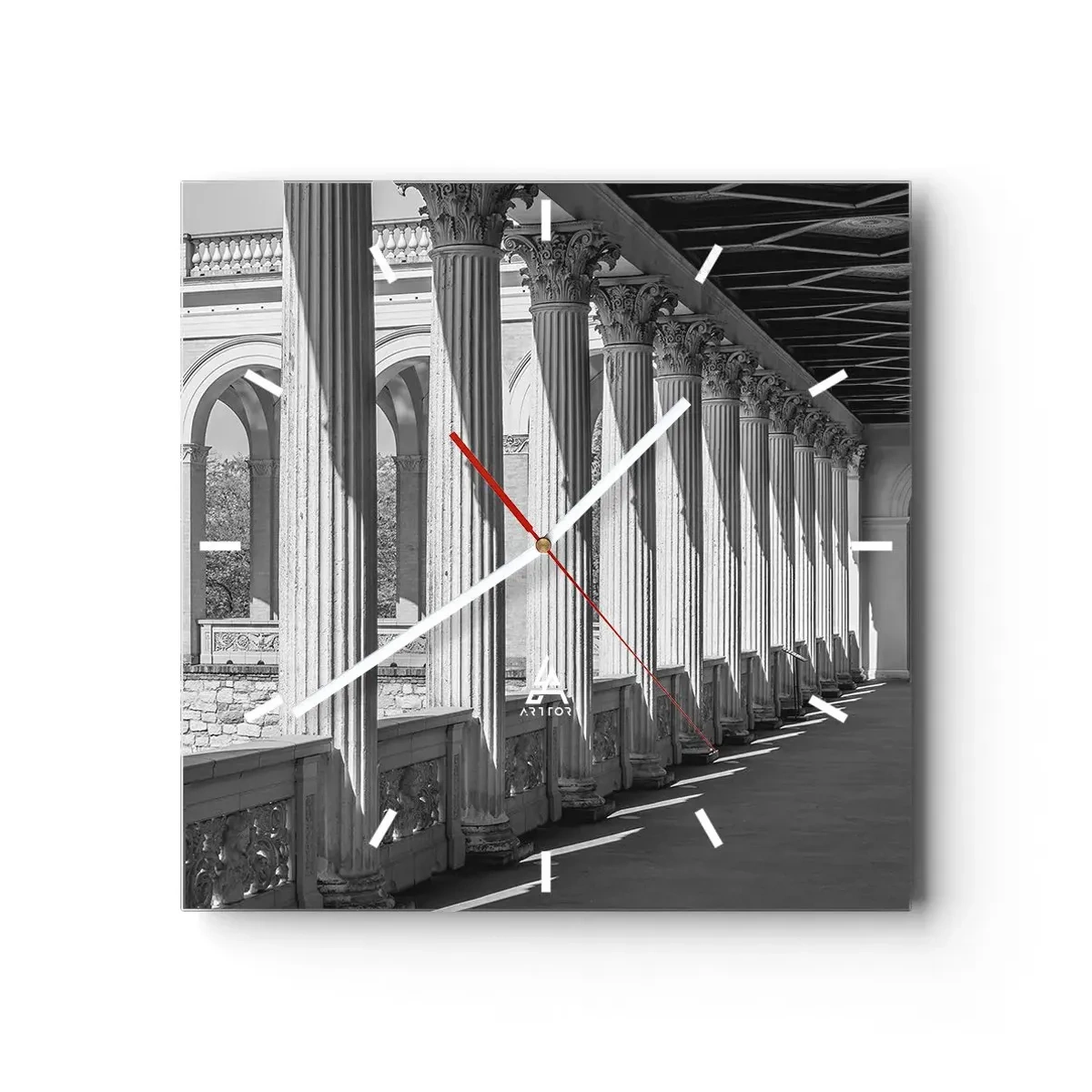 Wanduhr - Glasuhr - Sonnige Arkade - 40x40 cm