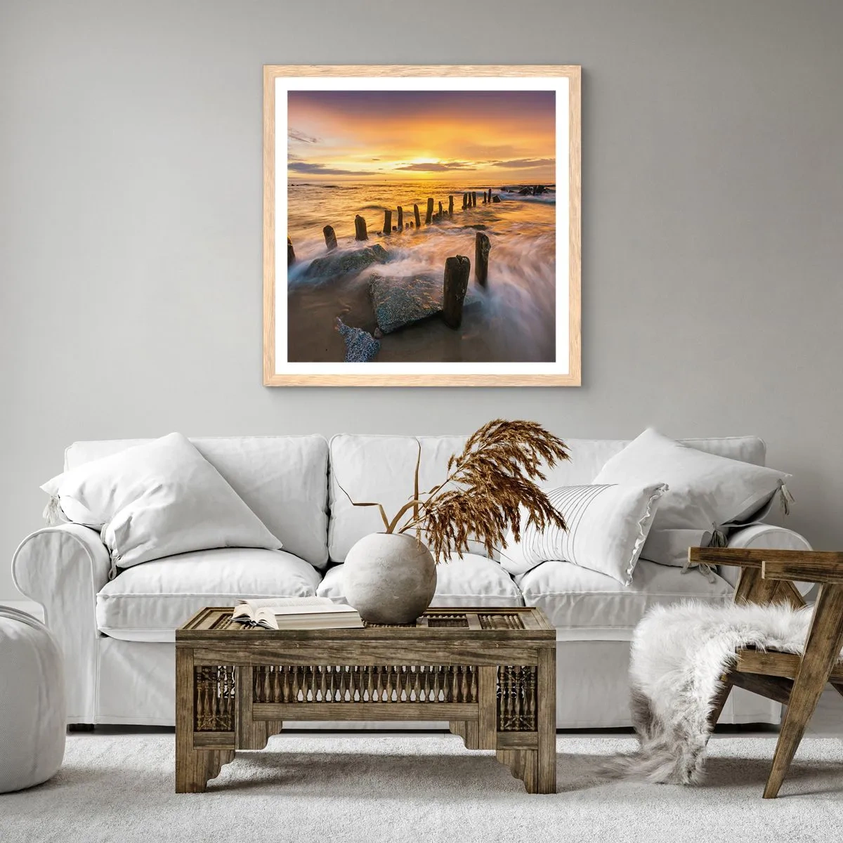 Poster in einem Rahmen aus heller Eiche - Die raue Schönheit der Ostsee - 50x50 cm