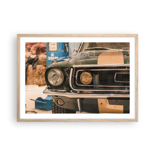 Poster in einem Rahmen aus heller Eiche - Treffen mit einer Legende - 70x50 cm