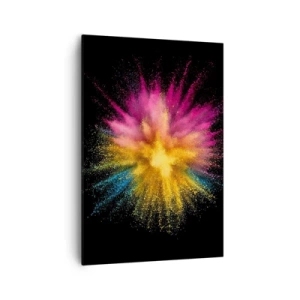 Bild auf Leinwand - Leinwandbild - Bunte Pulverexplosion auf schwarzem Hintergrund - 70x100cm - Die Geburt der Farben - Moderne Wanddekoration für Wohnzimmer und Schlafzimmer ARTTOR