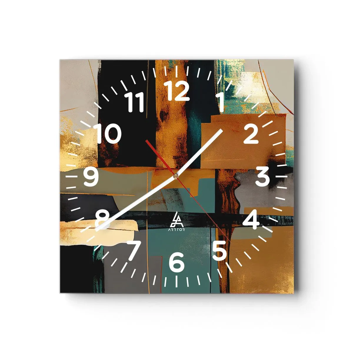 Wanduhr - Glasuhr - Abstraktion – Licht und Schatten - 30x30 cm