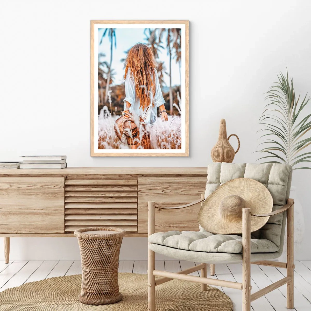 Poster in einem Rahmen aus heller Eiche - Geboren aus Grasflaum - 70x100 cm