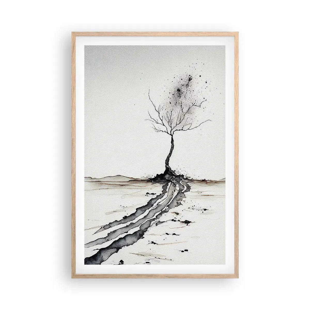 Poster in einem Rahmen aus heller Eiche - Wintermelancholie - 61x91 cm