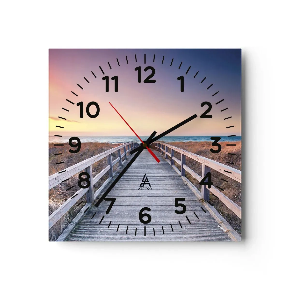 Wanduhr - Glasuhr - Baltische Abend-Aurora - 40x40 cm