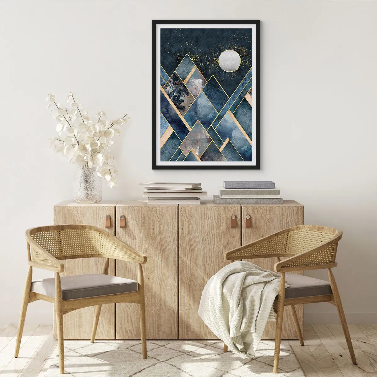 Poster in einem schwarzem Rahmen - Geometrische Landschaft - 30x40 cm