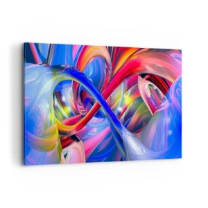 Bild auf Leinwand - Leinwandbild - Abstrakte, farbenfrohe geometrische Kompositionen in dynamischen Formen - 120x80cm - Ein Tanz der Farben - Moderne Wanddekoration für Wohnzimmer und Schlafzimmer ARTTOR