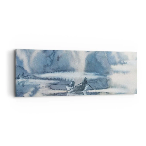 Bild auf Leinwand - Leinwandbild - Angler in ihrem Paradies - 90x30 cm