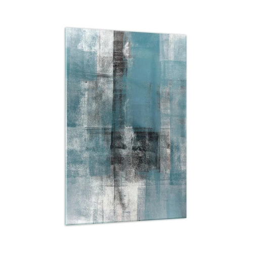 Glasbild - Bild auf glas - Eine abstrakte Komposition in Blautönen mit Textur und Schichten. - 70x100cm - Wasser und Luft - Moderne Wanddekoration für Wohnzimmer und Schlafzimmer ARTTOR