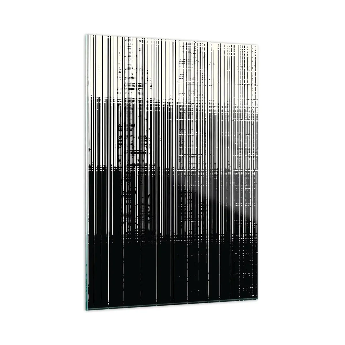 Glasbild - Bild auf glas - Schwarz-Weiß-Abstraktion mit horizontalen Linien, die einen Farbverlauf erzeugen - 50x70cm - Wellen und Vibrationen - Moderne Wanddekoration für Wohnzimmer und Schlafzimmer ARTTOR