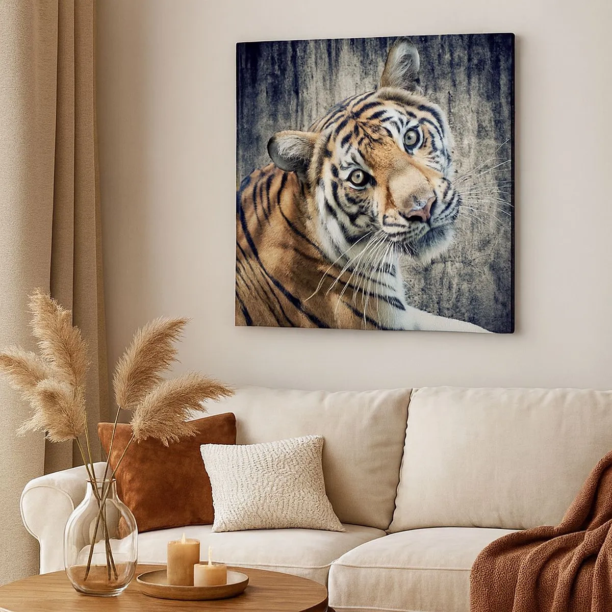 Bild auf Leinwand - Leinwandbild - Portrait in Lichtstrahlen - 30x30 cm