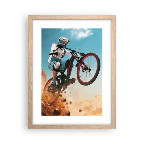 Poster in einem Rahmen aus heller Eiche - Fahrrad-Wahnsinn-Dämon - 30x40 cm