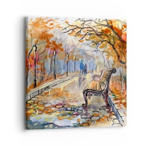 Bild auf Leinwand - Leinwandbild - Gemeinsam im Herbst wandern - 30x30 cm