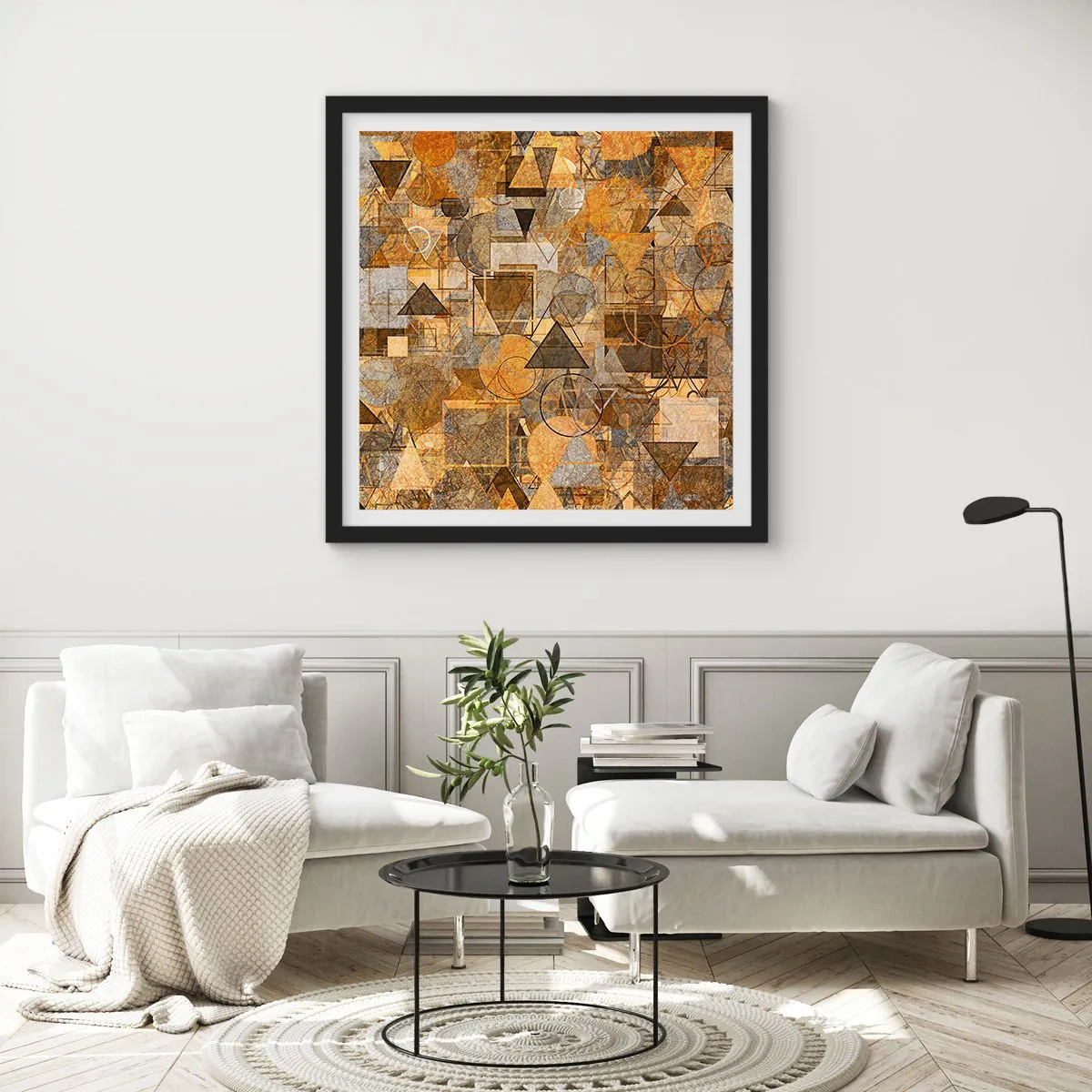 Poster in einem schwarzem Rahmen - Die Welt in Form - 50x50 cm