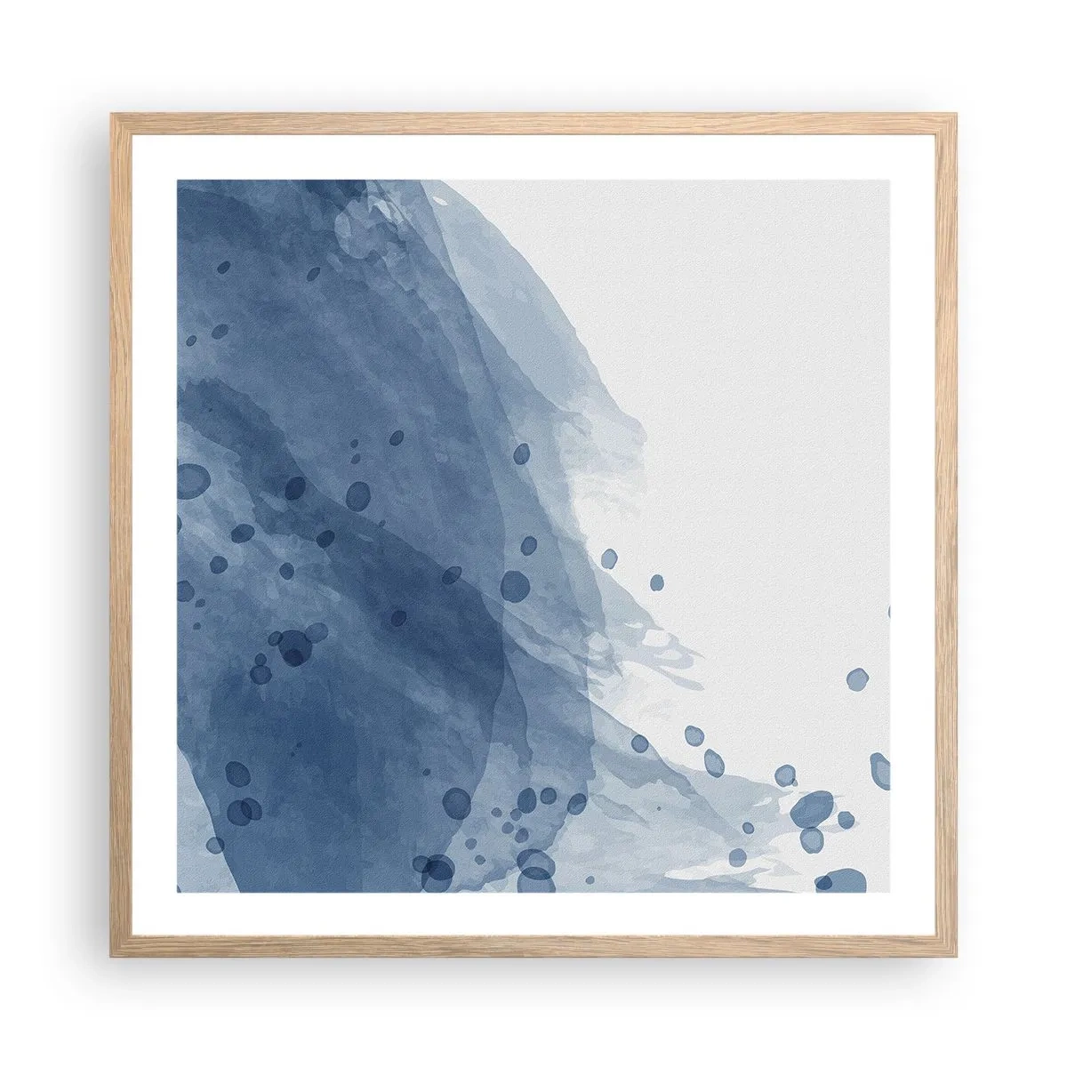 Poster in einem Rahmen aus heller Eiche - Blauer Tüll - 60x60 cm