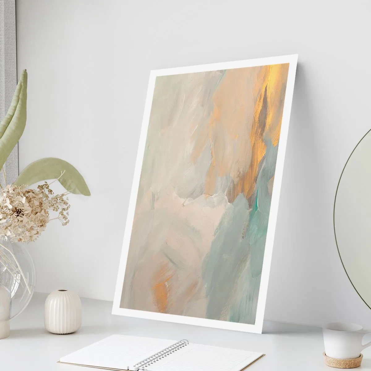Poster - Abstrakte Gemäldekomposition in Pastelltönen - 50x70cm - Abstraktion – das Land der Sanftheit - Moderne Wanddekoration für Wohnzimmer und Schlafzimmer ARTTOR