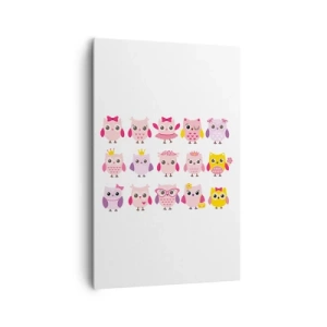 Bild auf Leinwand - Leinwandbild - Niedliche Eulen in Pastellfarben - 80x120cm - Einer ist süßer als der andere - Moderne Wanddekoration für Wohnzimmer und Schlafzimmer ARTTOR
