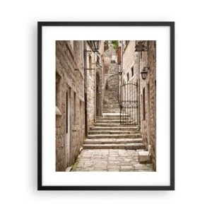 Poster in einem schwarzem Rahmen - Eine magische alte Gasse - 40x50 cm