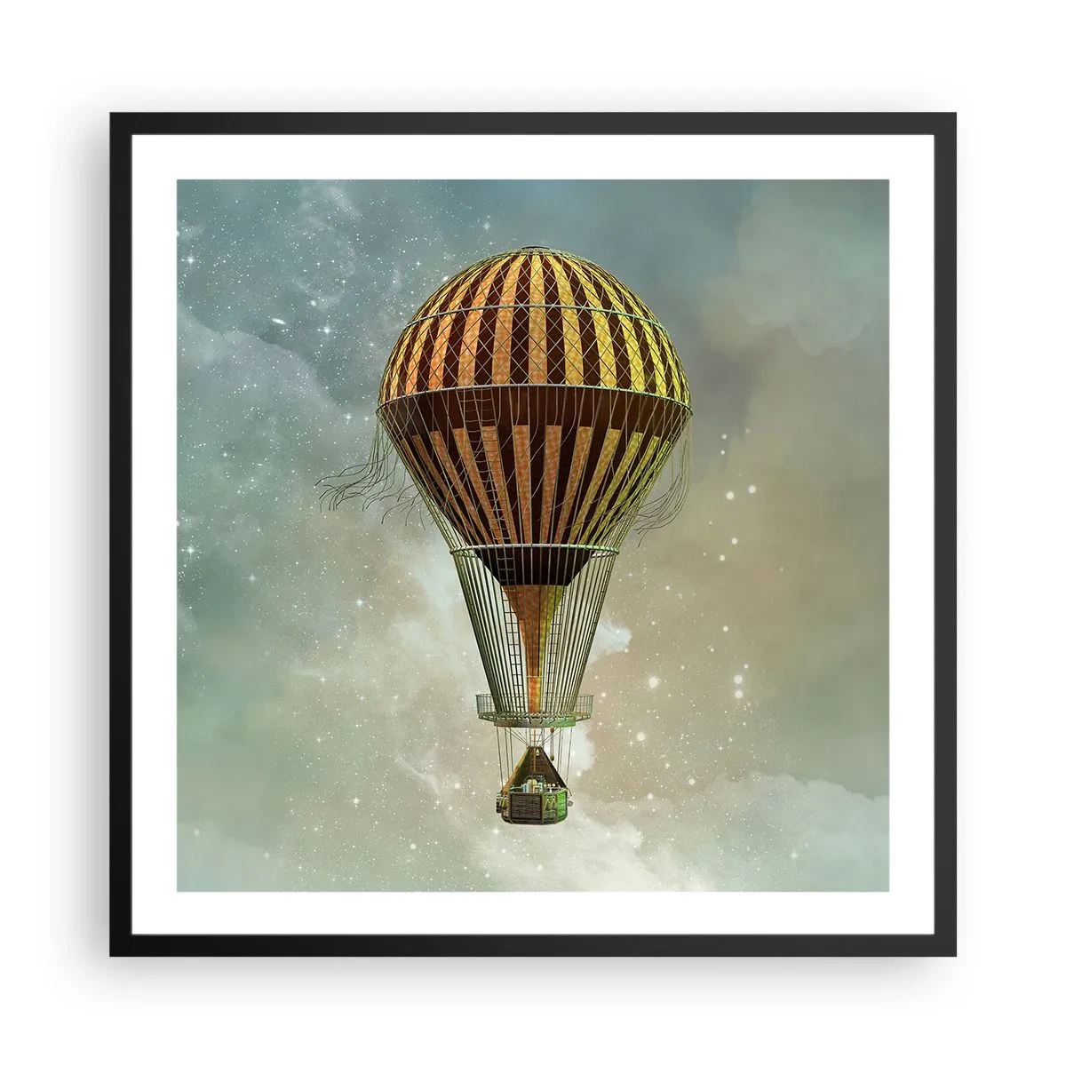Poster in einem schwarzem Rahmen - Pionierflüge - 60x60 cm