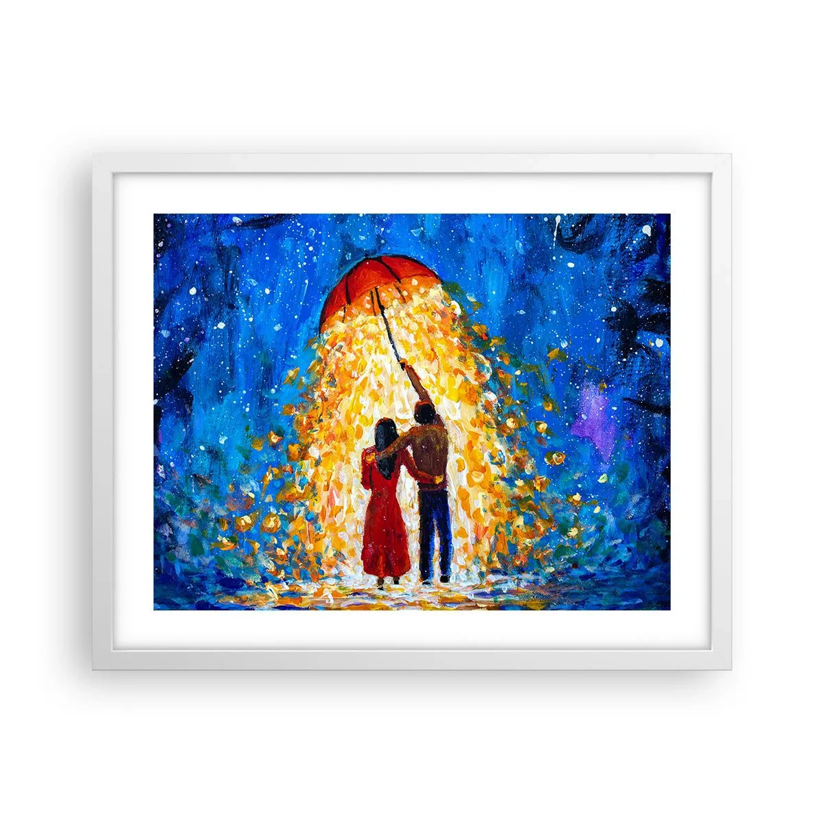 Poster in einem weißen Rahmen - Zauber eines Regenabends? - 50x40 cm